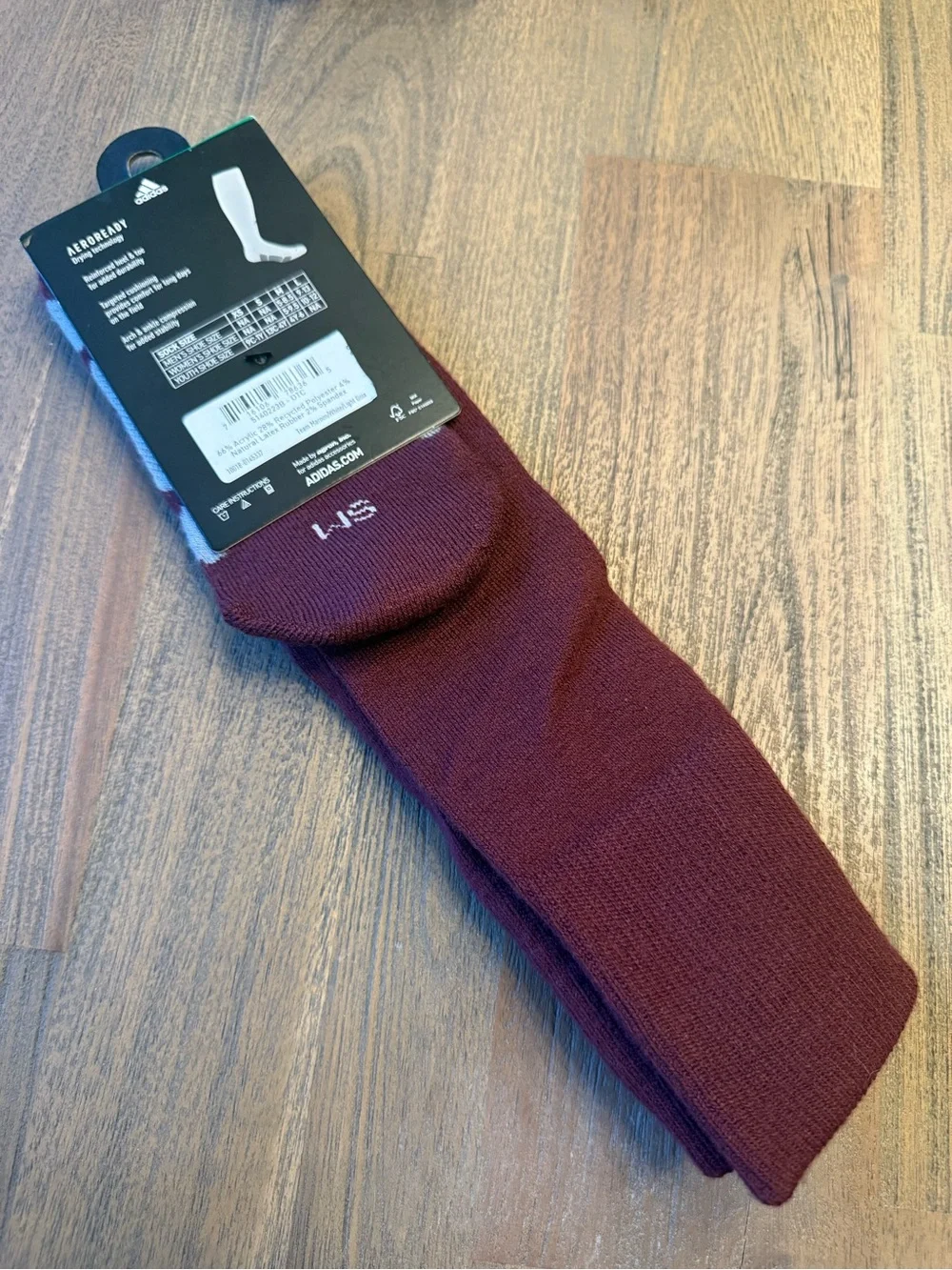 Adidas Utility Sock Multi Sport Compression Maroon AEROREADY Crew NWT S